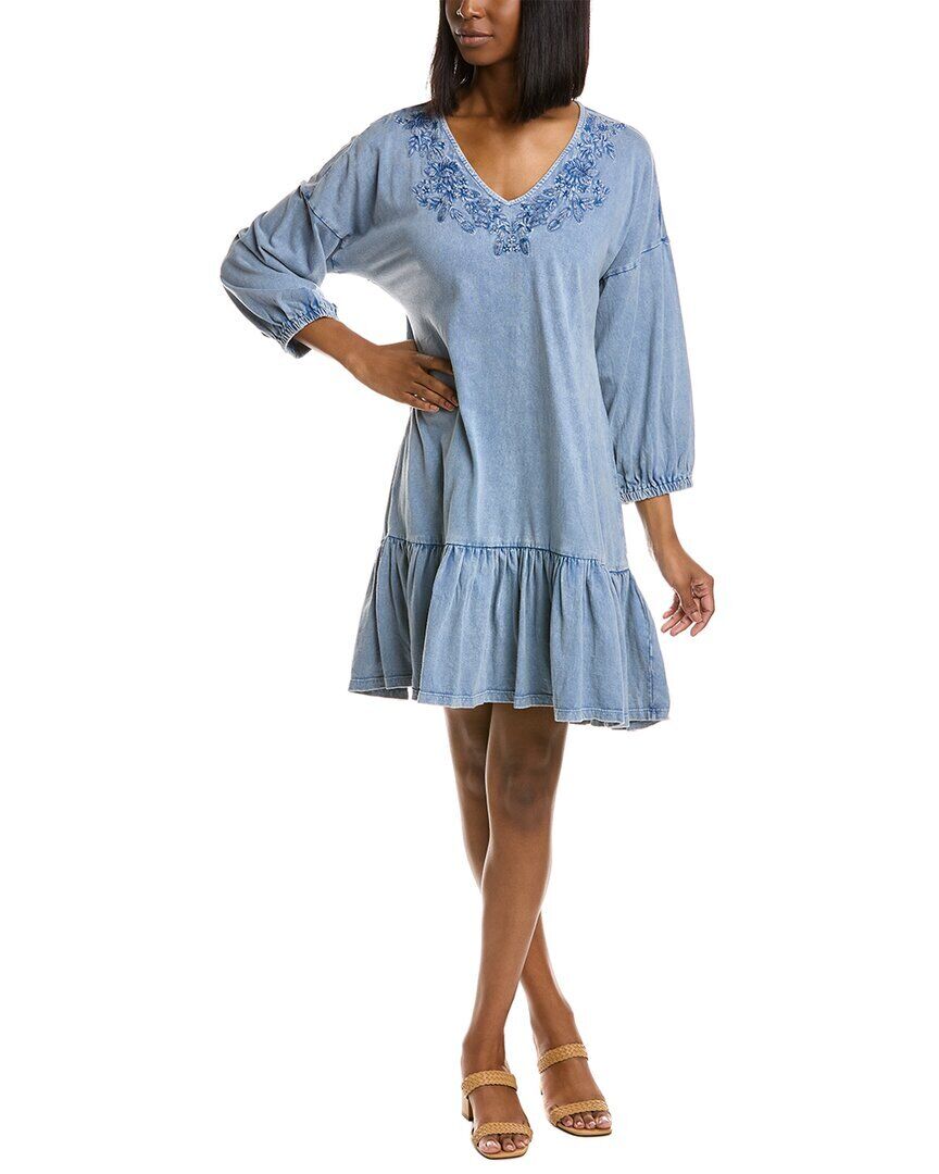 Leota Women's Luna Embroidered Dress Blue Size XX-Large