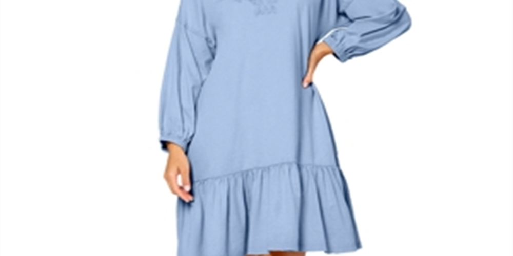 Leota Women's Luna Embroidered Dress Blue Size XX-Large