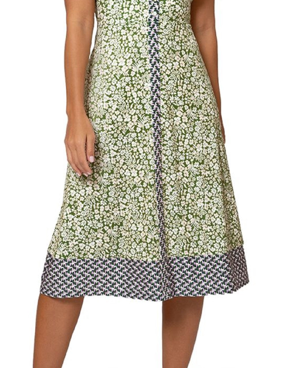 Leota Women's Francesca Floral MIDI Dress Green Size Large