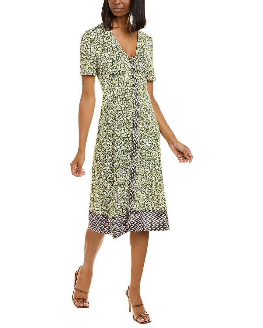 Leota Women's Francesca Floral MIDI Dress Green Size Large