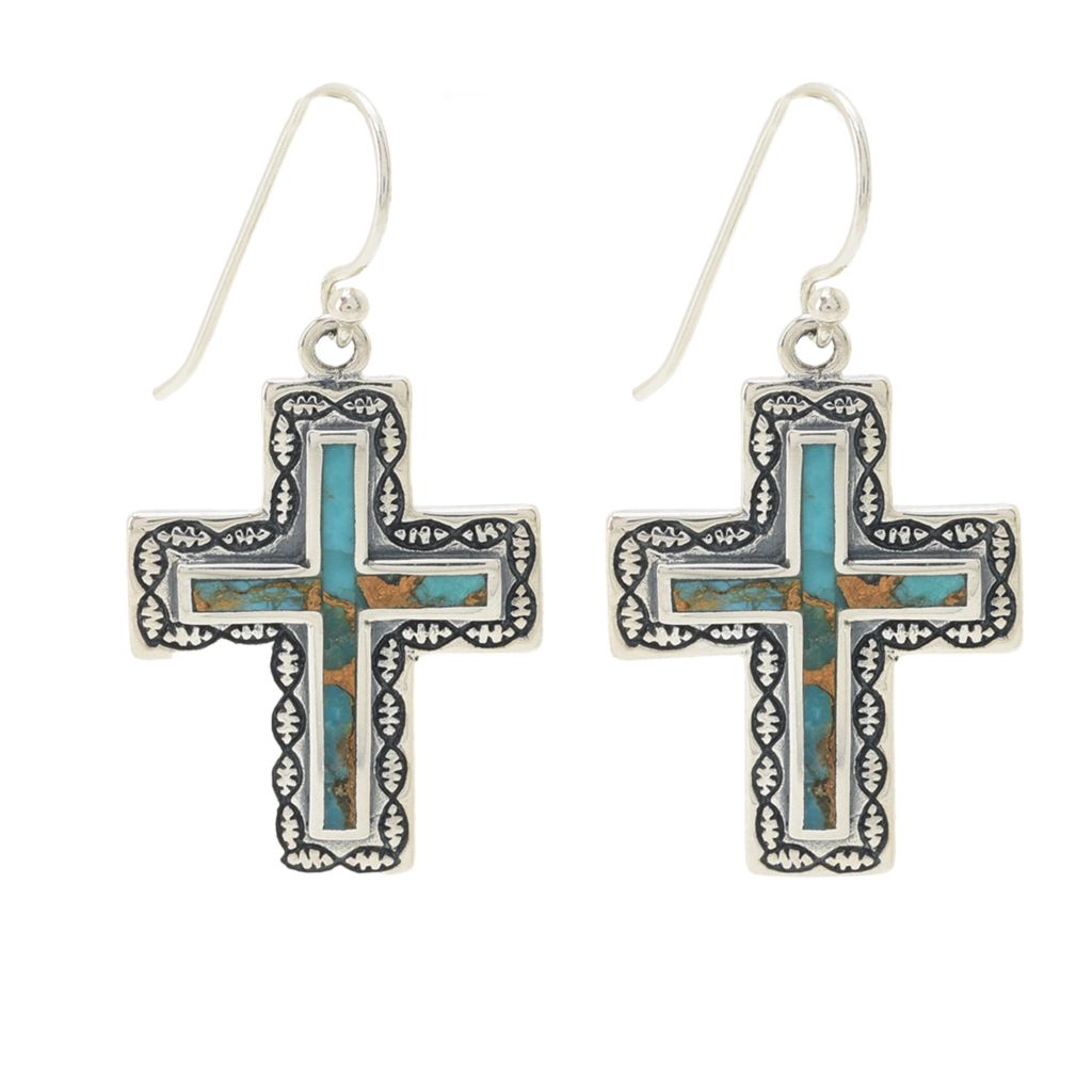 southwest-elements-choice-of-mohave-turquoise-cross-dangle-earrings