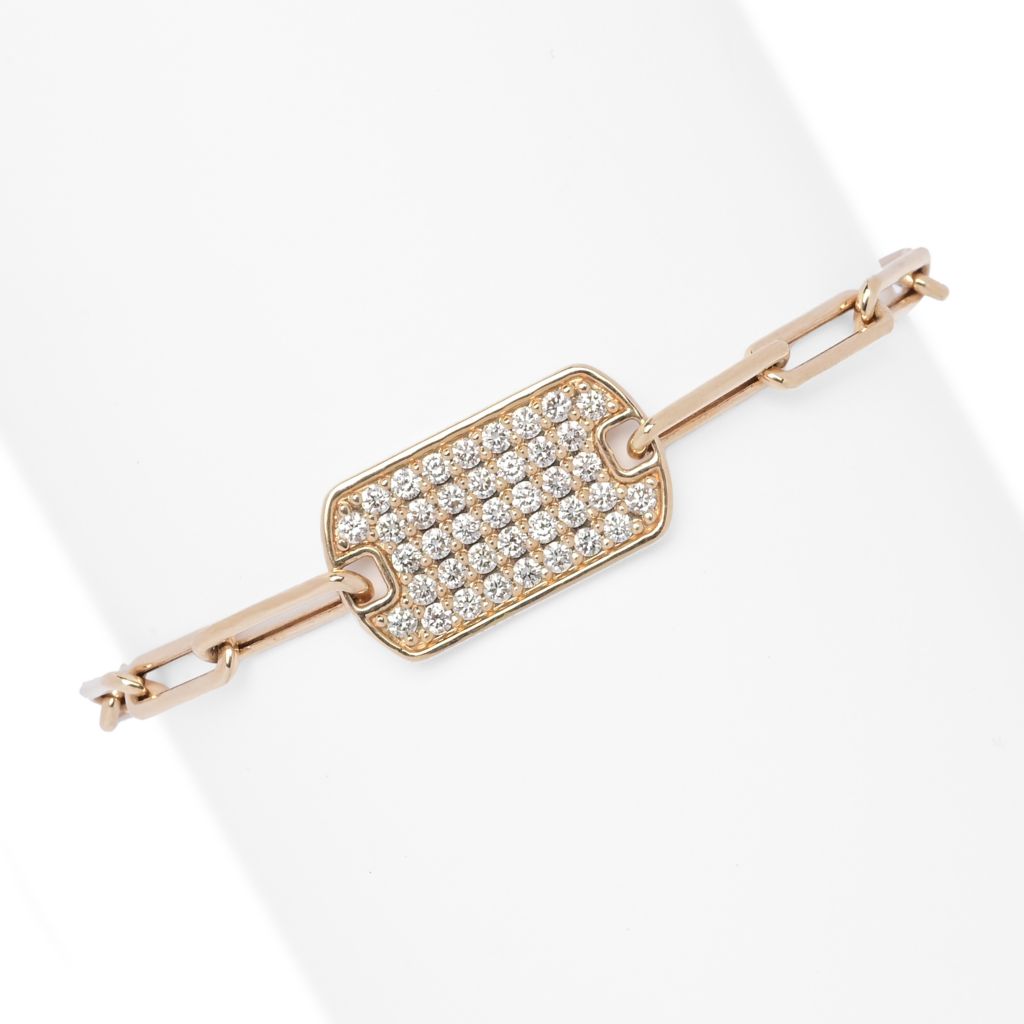 morris-david-14k-gold-1-00ctw-diamond-dog-tag-paperclip-bracelet