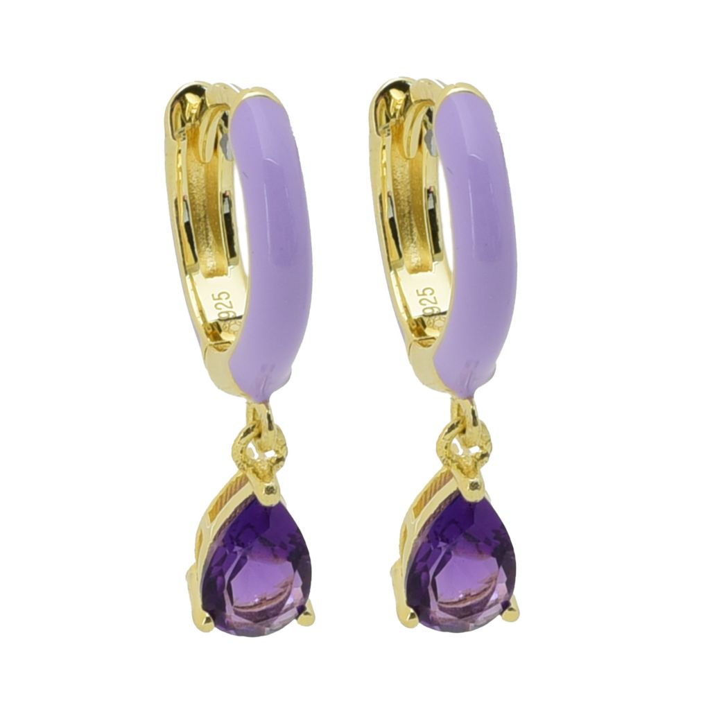 18k-gold-plated-choice-of-enamel-gemstone-charm-hoop-earrings