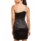 Sequin Hearts Juniors' Embellished One-Shoulder Satin Dress Black Size 7