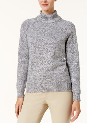 Karen Scott Women's Marled Cotton Turtleneck Sweater Gray Size Medium