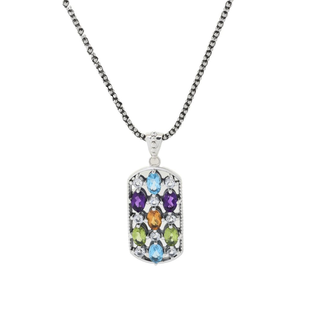 artisan-silver-by-samuel-b-4-29ctw-multi-gem-dog-tag-pendant-w-chain
