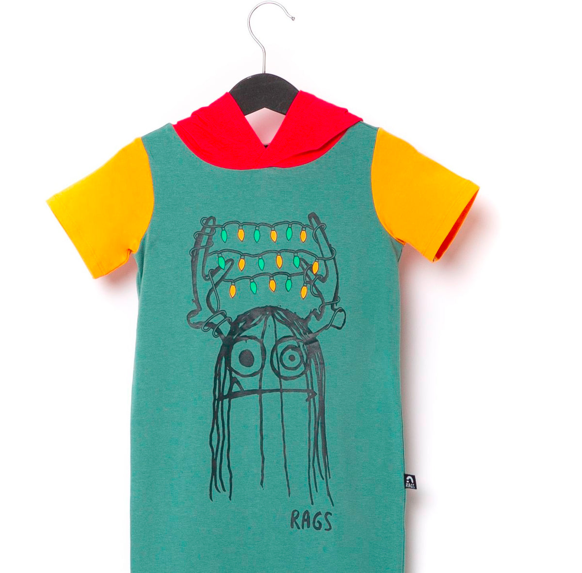 RAGS Apparel Kid's Short Sleeve Hooded Rag Romper Green Size 2T