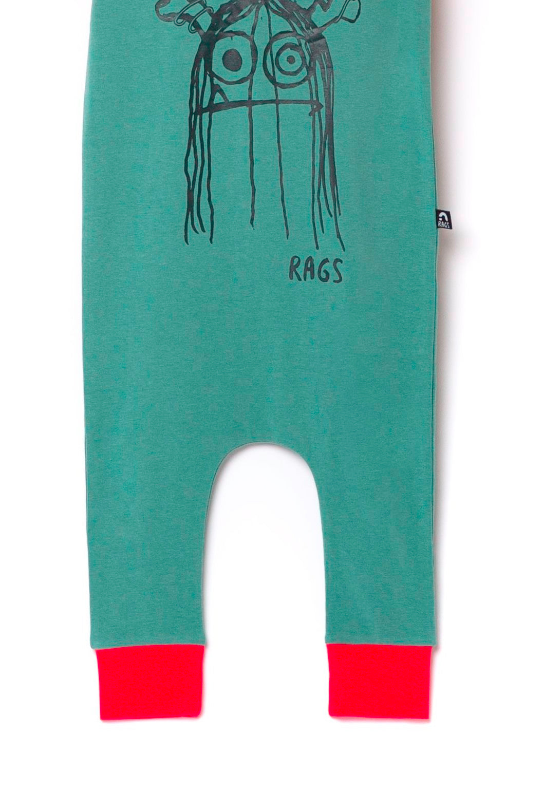 RAGS Apparel Kid's Short Sleeve Hooded Rag Romper Green Size 2T
