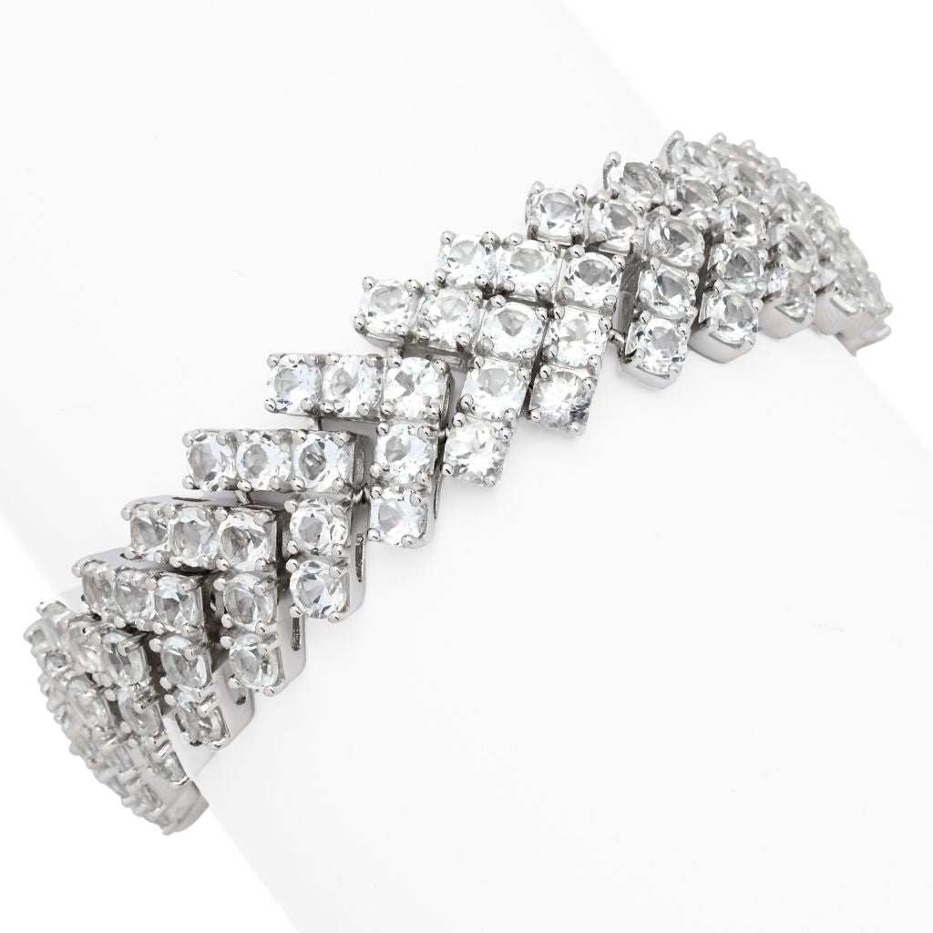 platinum-plated-hollywood-49-00ctw-white-topaz-multi-row-chevron-bracelet
