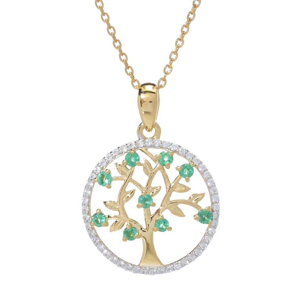 gem-treasures-0-84ctw-zambian-emerald-zircon-tree-of-life-pendant-w-chain