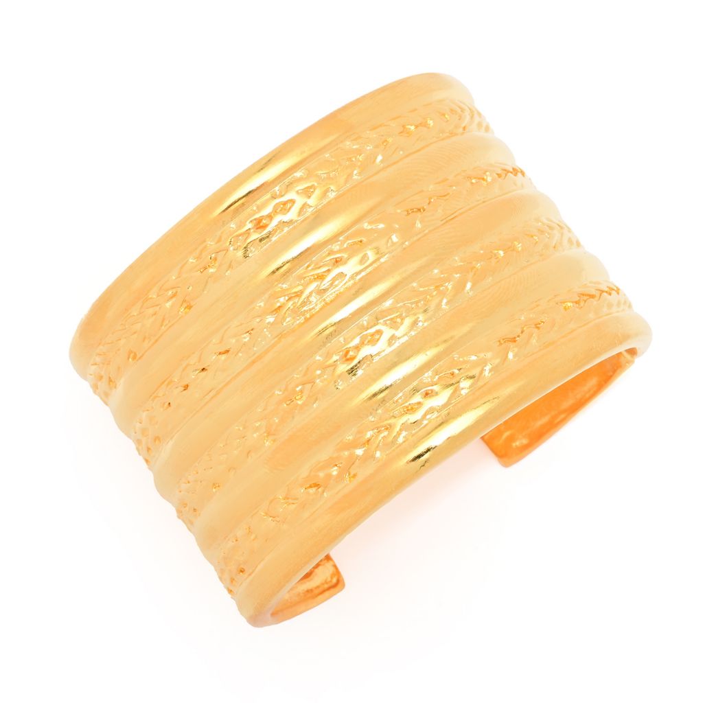 kenneth-jay-lane-18k-gold-plated-9-row-textured-hinged-cuff-bracelet