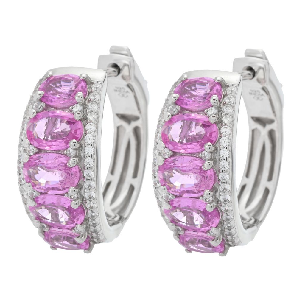 gem-treasures-4-52ctw-pink-sapphire-zircon-graduated-hoop-earrings