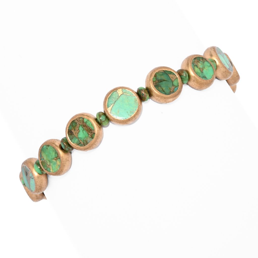 southwest-elements-sterling-silver-choice-of-gemstone-coin-gem-bead-bracelet