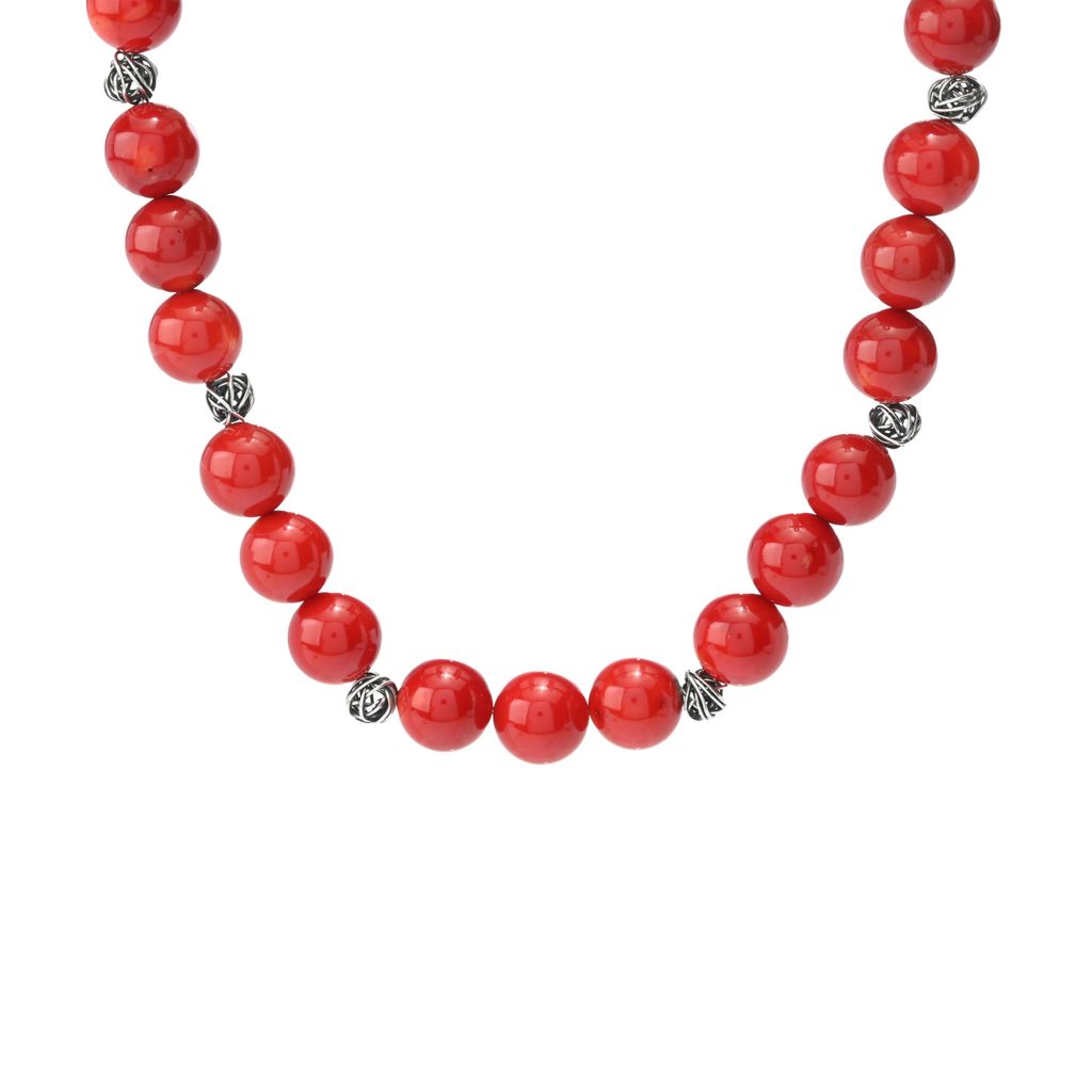 southwest-elements-statements-sterling-silver-16mm-red-bamboo-coral-necklace