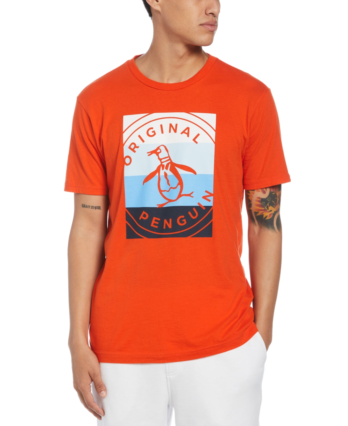 Original Penguin Men's Colorblocked Stamp Logo Graphic T-Shirt