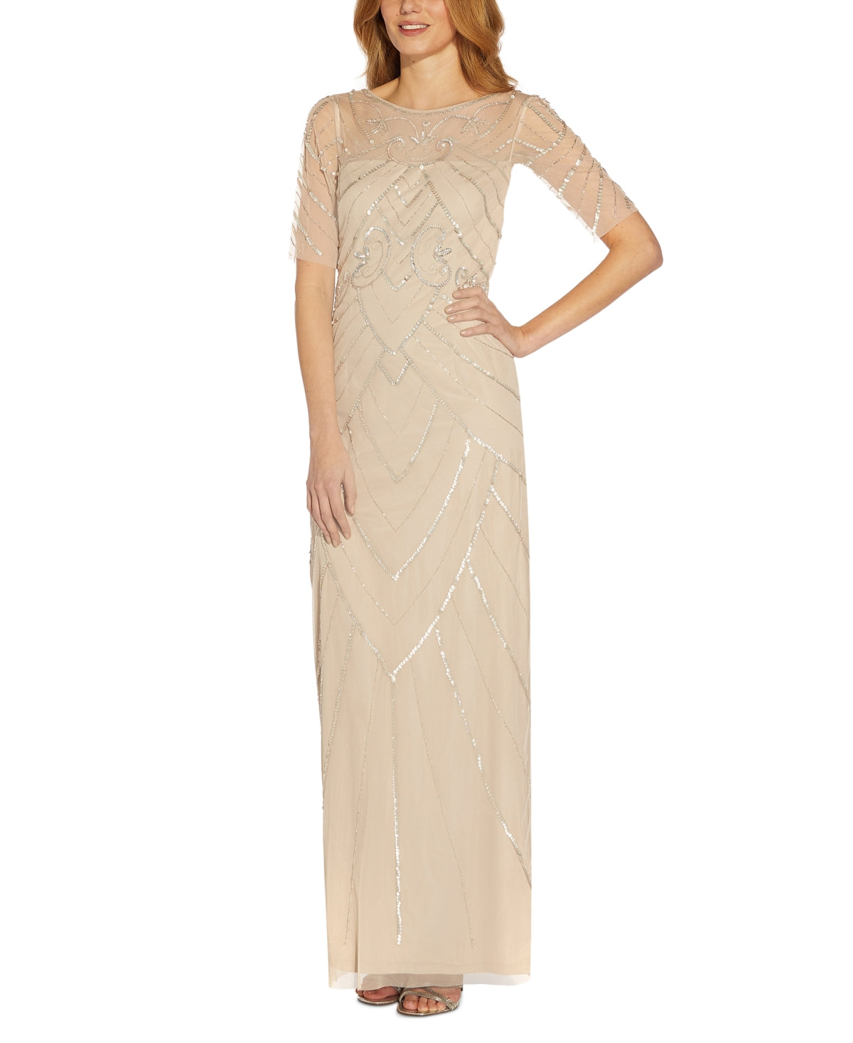 papell-studio-womens-beaded-elbow-sleeve-gown