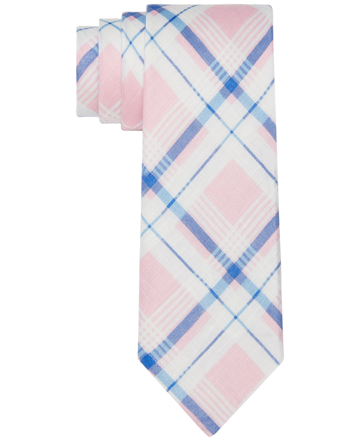 tommy-hilfiger-robert-slim-pink-plaid-linen-tie