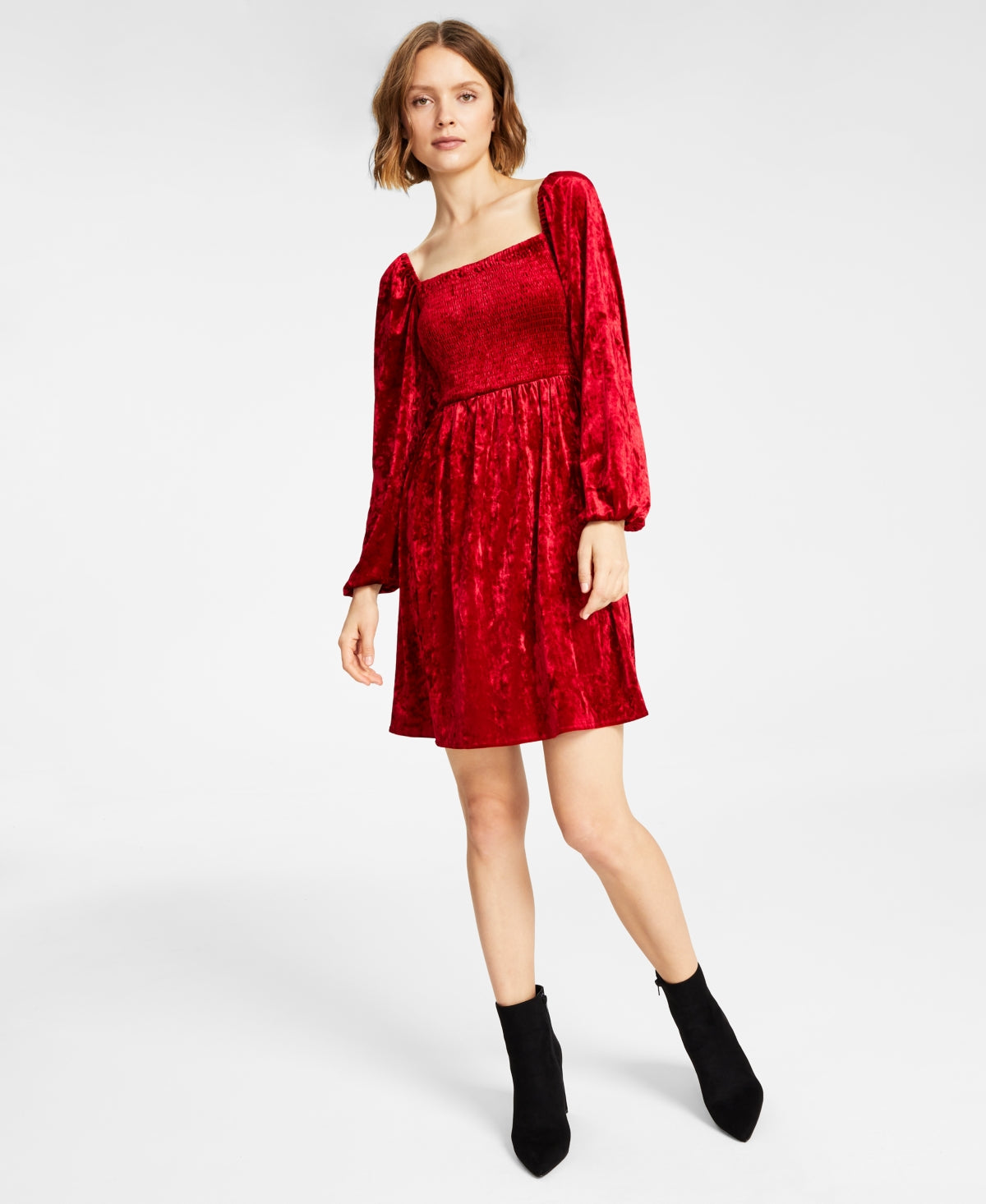 bar-iii-womens-velvet-mini-fit-flare-dress