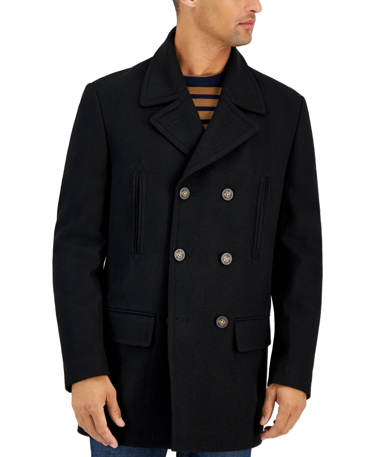 Michael Kors Men's Classic Fit Double-Breasted Wool Blend Peacoats