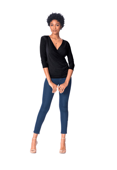 Leota Women's Rouched Wrap Top Black