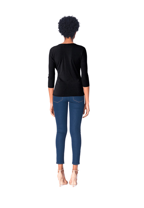 Leota Women's Rouched Wrap Top Black