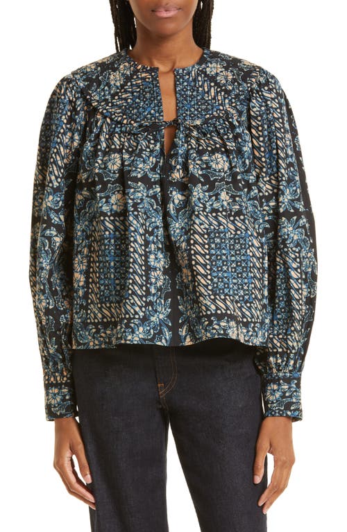 Ulla Johnson Satima Long Sleeve Cotton Blouse Azure Size 2