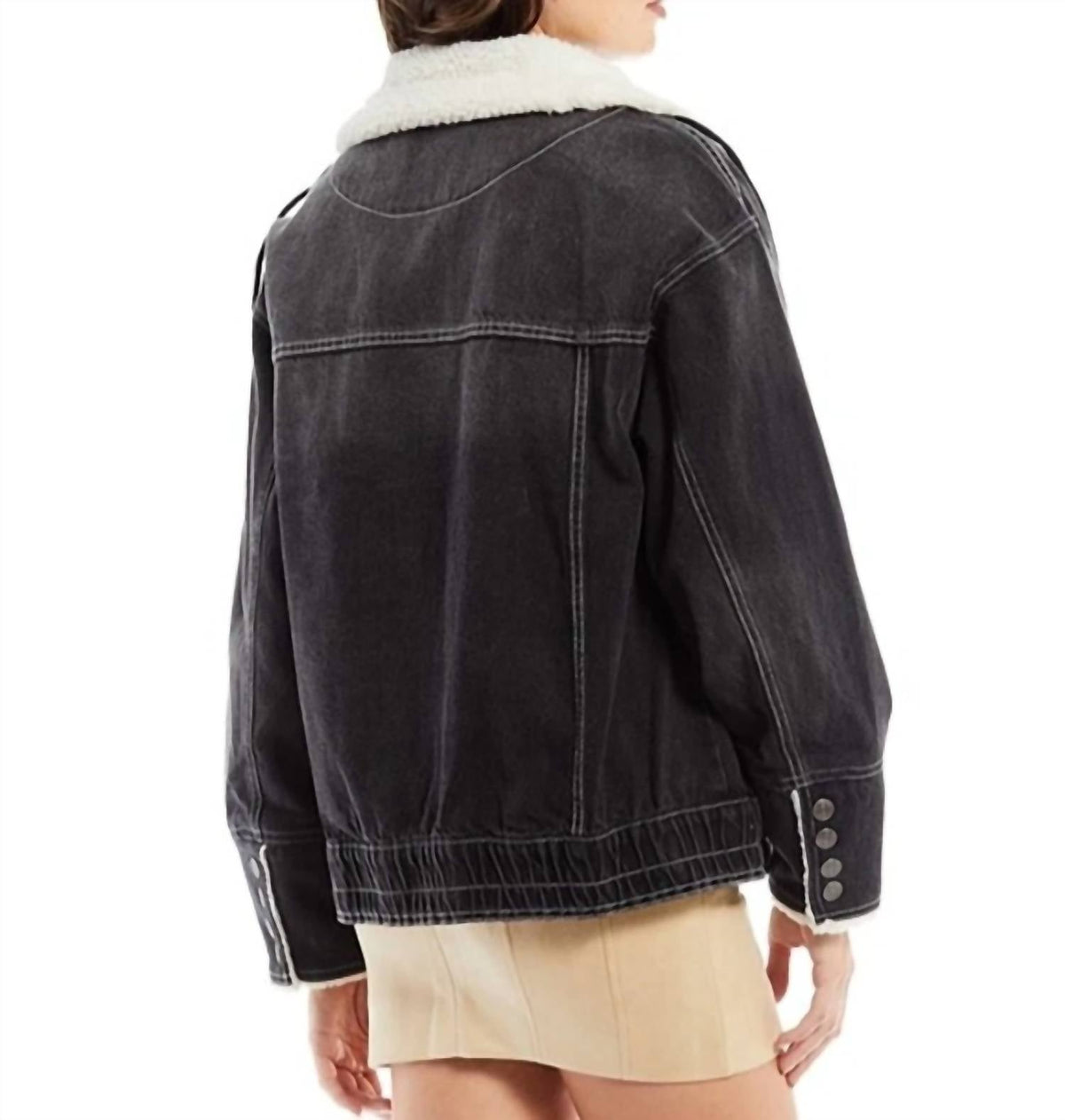 Free People - Ariel Cozy Denim Bomber Jacket