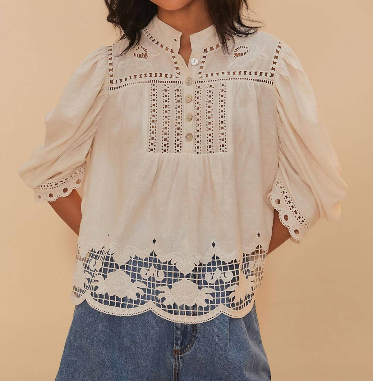 Farm Rio - Romantic Richelieu Blouse