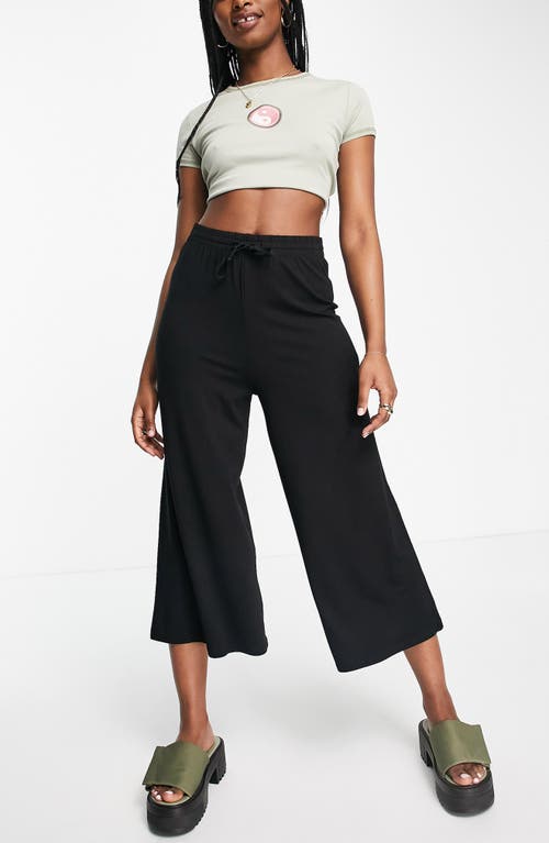 ASOS DESIGN Pull-On Crop Wide Leg Pants in Black, Size 4 Us