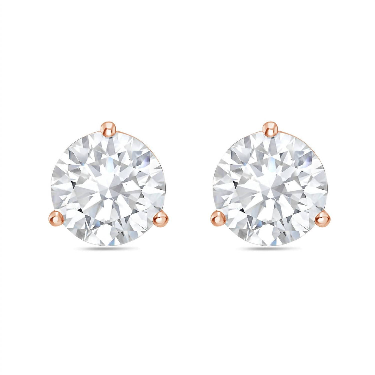 Diana M Jewels - 3.00 Cts Round Lab Grown Stud Earrings