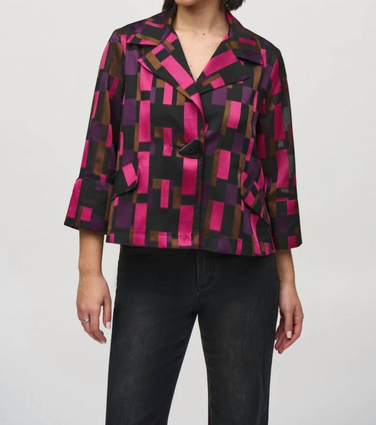 Joseph Ribkoff - Geometric Print Organza Swing Jacket