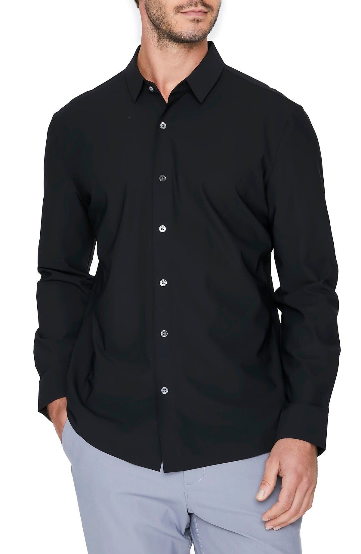 young-americans-slim-fit-performance-shirt-black