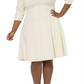 Leota Women's Katherine Jacquard Fit & Flare Dress Yvory Size 3X