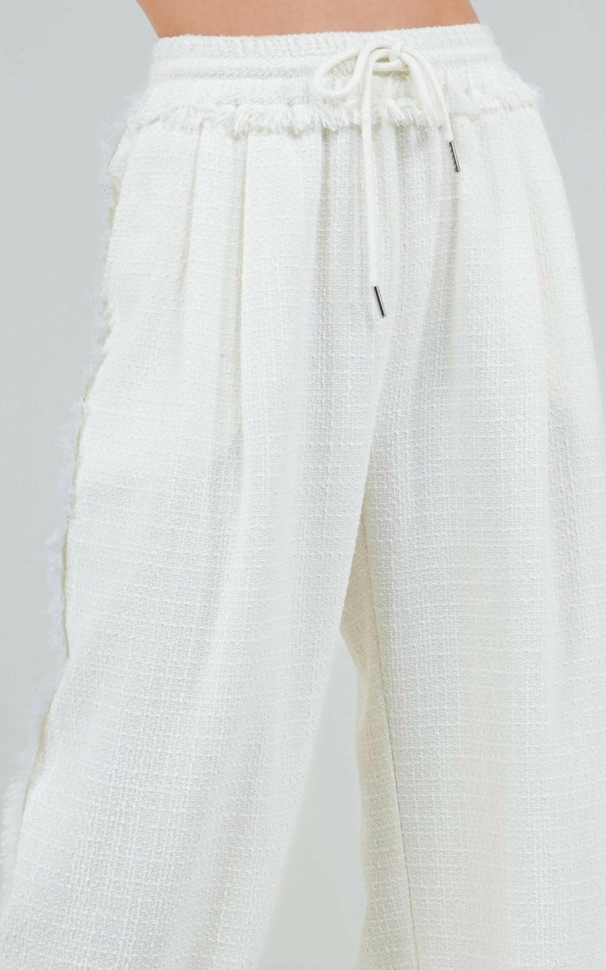 Whiteroom+Cactus - Wide Drawstring Fringe Pants