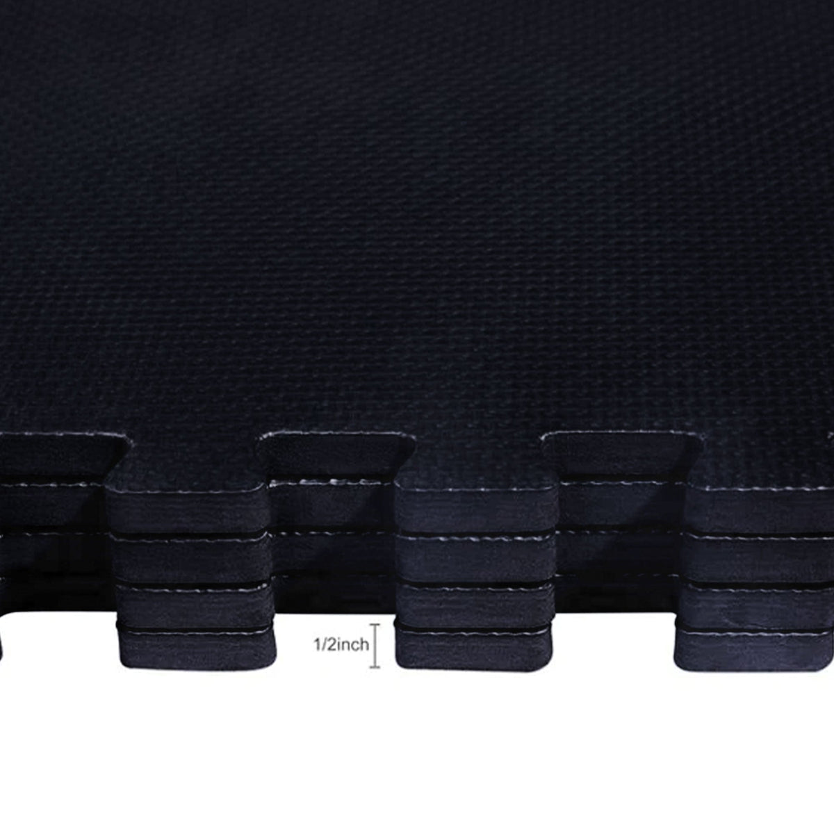BalanceFrom Puzzle Exercise Mat 1/2" Thick, EVA Interlocking Foam Floor Tiles for Home Gym, Mat for Home Workout Equipment, Floor Padding for Kids, Black, 24 in x 24 in x 1/2 in, 24 Sq Ft - 6 Tiles
