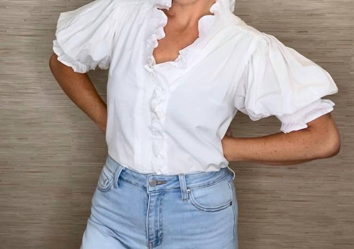 &Merci - Puff Sleeve Ruffle Top