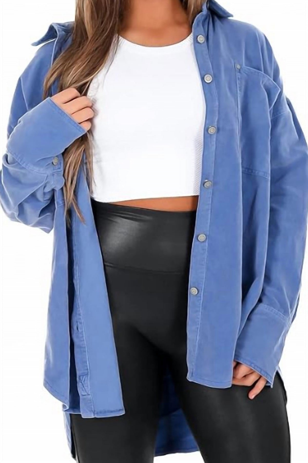 Free People - Baby Cord Button Down Shirt Jacket