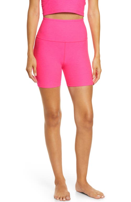 Beyond Yoga Keep Pace Space Dye Bike Shorts in Electric Pink Heather, Size X-Small