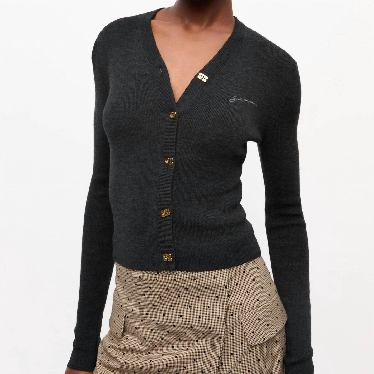 Ganni - Mini Ribbed Merino Cardigan