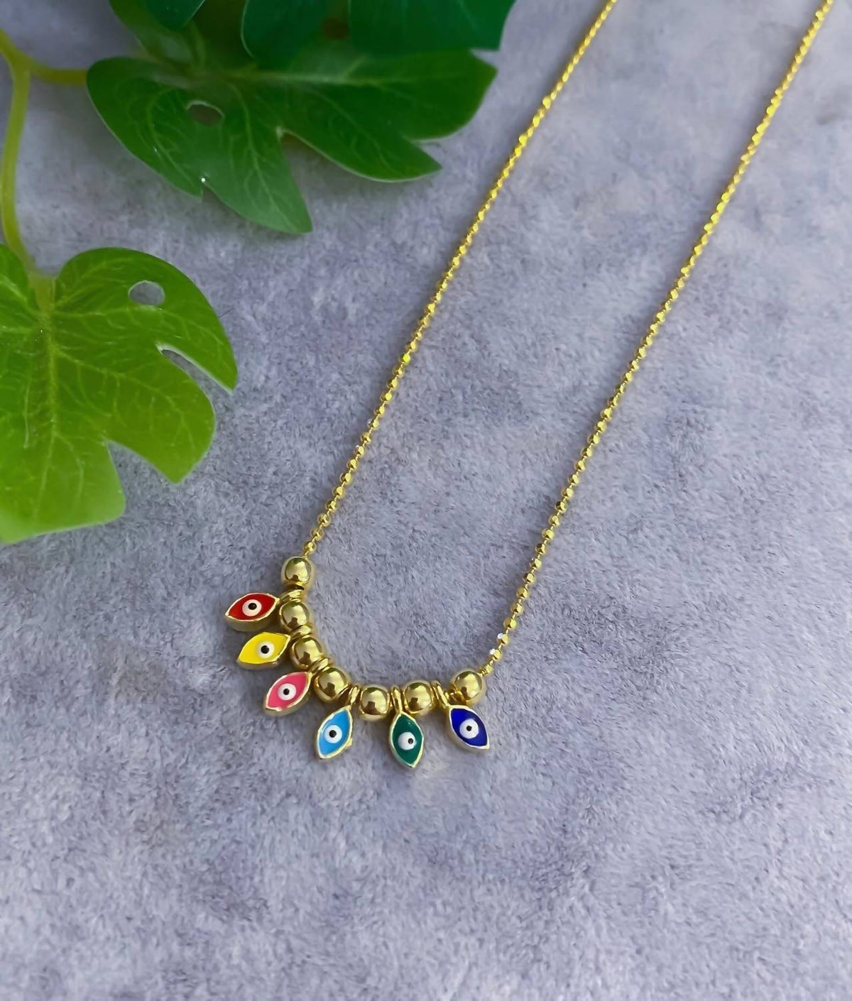 Allyanna Gifts - Women's Sterling Silver Gold Plated Enamel Evil Eye Beaded Necklace