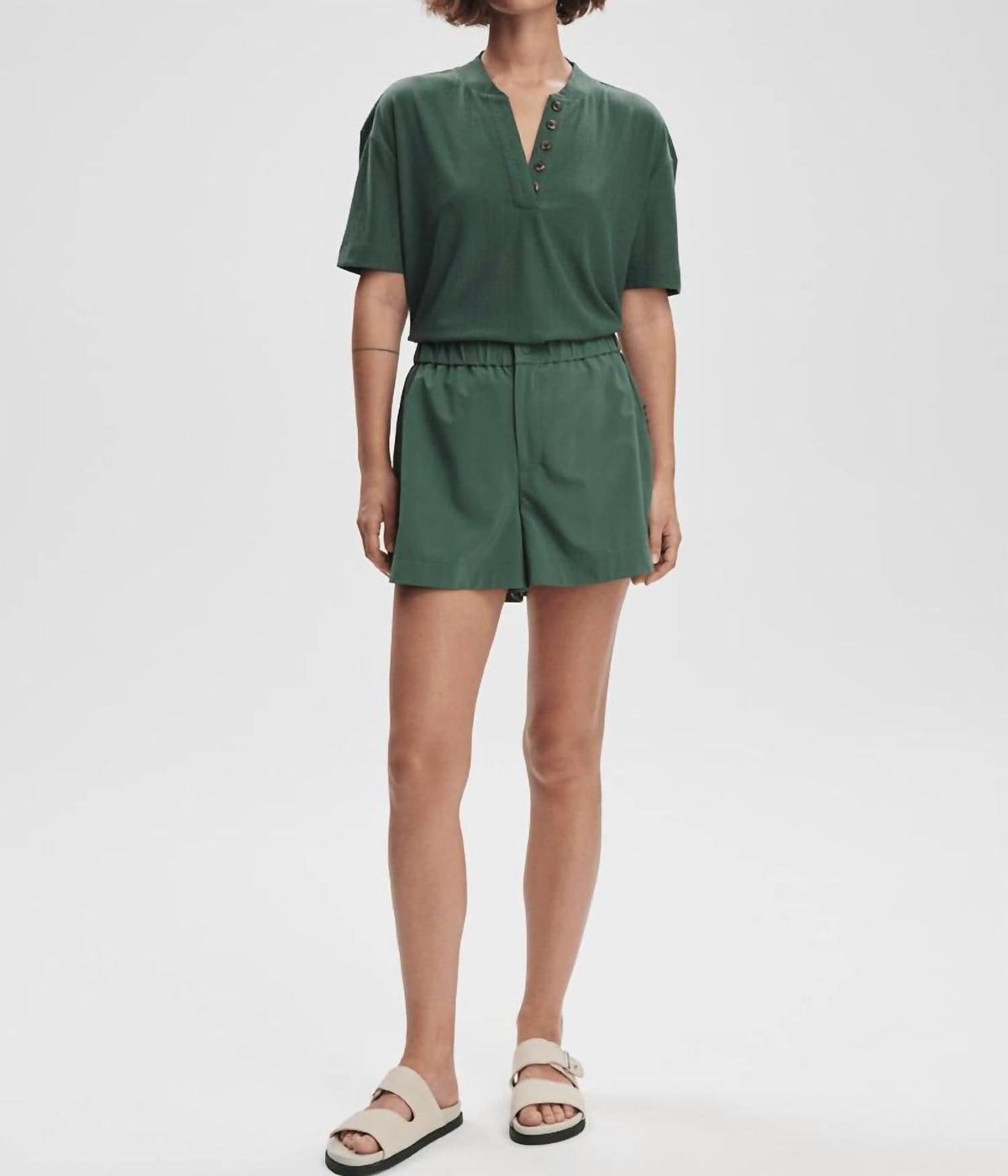 Varley - Kasey Mock Placket Rib Tee