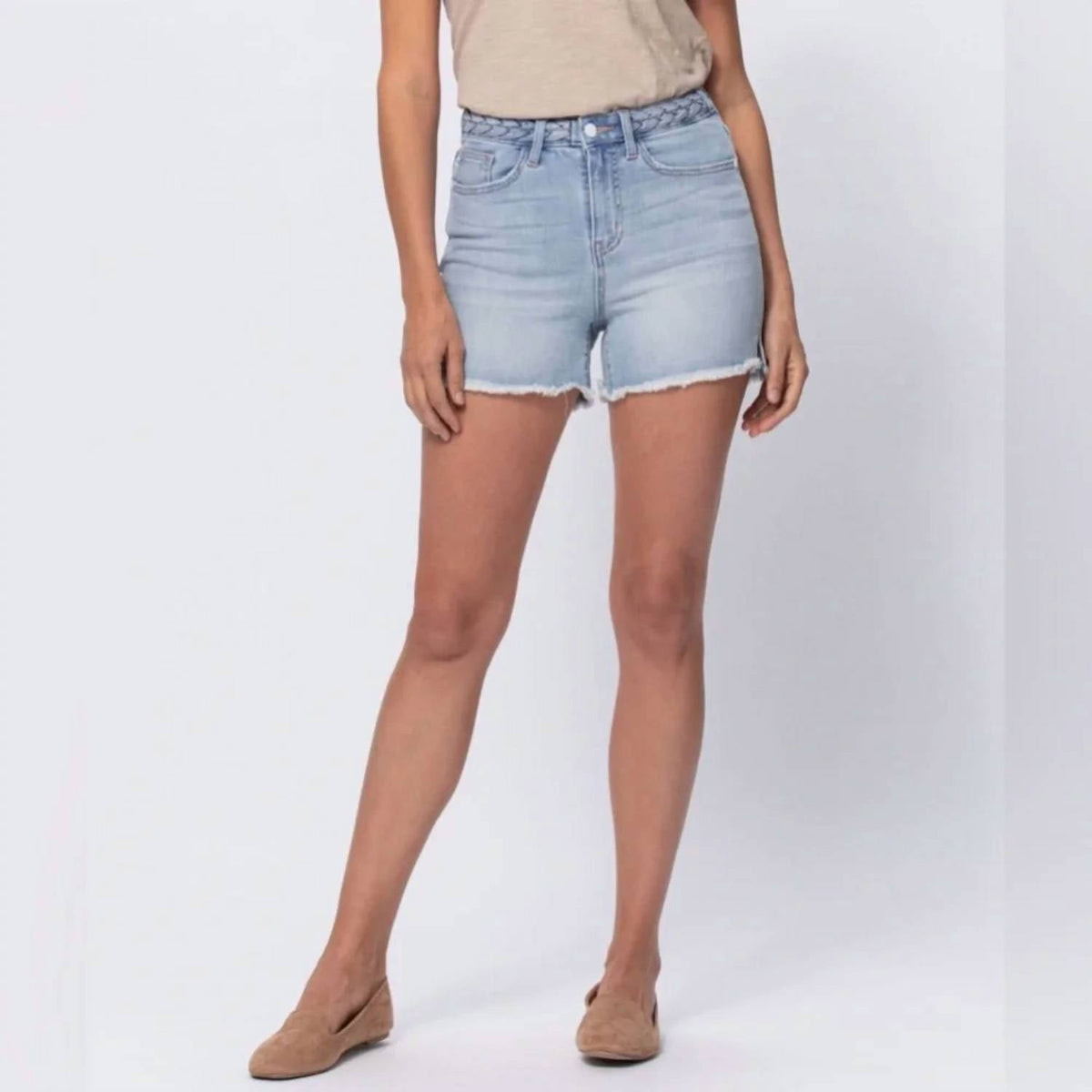 Judy Blue - High Waist Braided Waistband Shorts