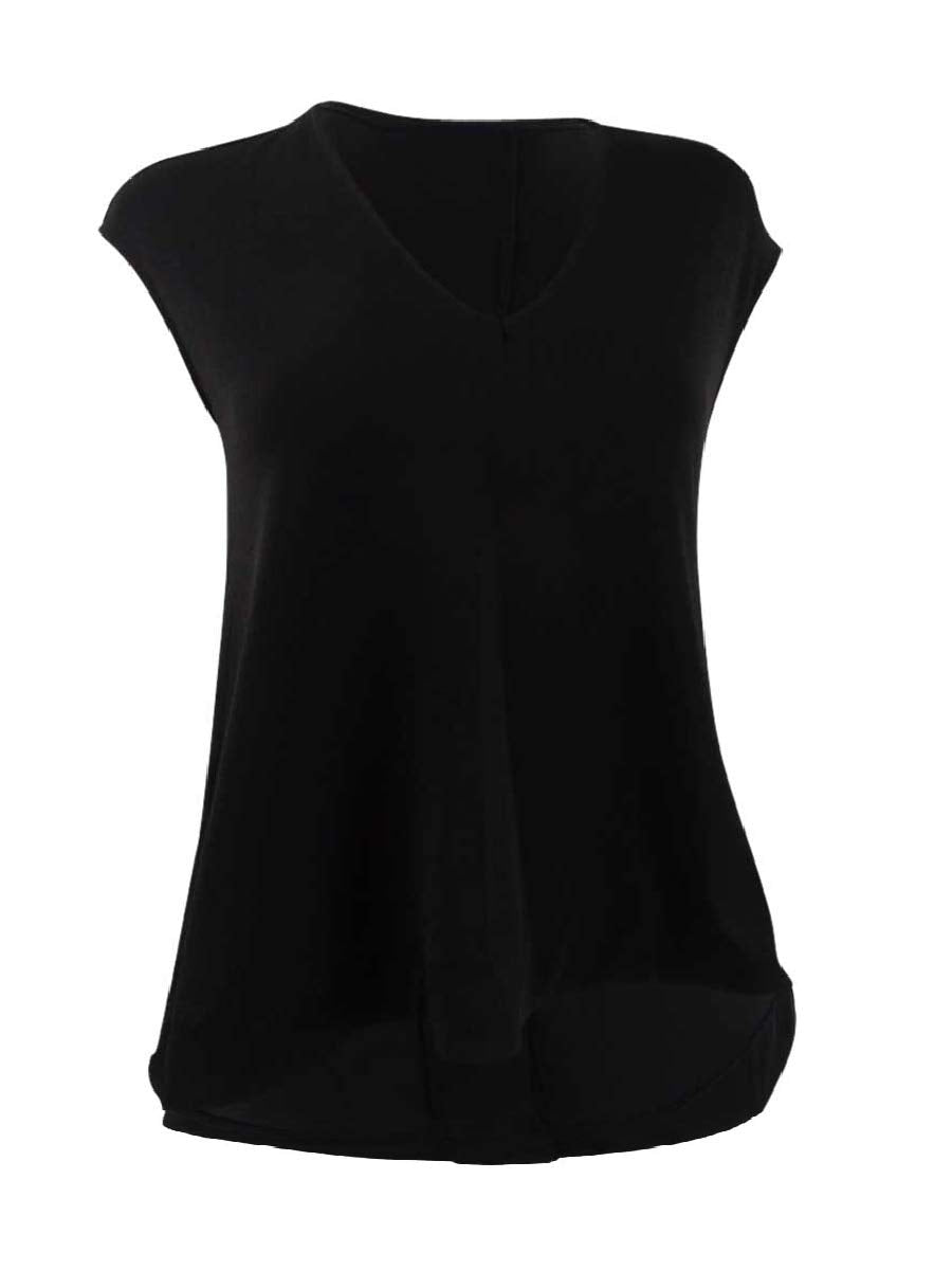 RACHEL Rachel Roy Womens V-Neck Hi-Low Blouse Black XS