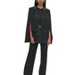 DKNY Womens Pinstriped Cape Jacket Black White Small