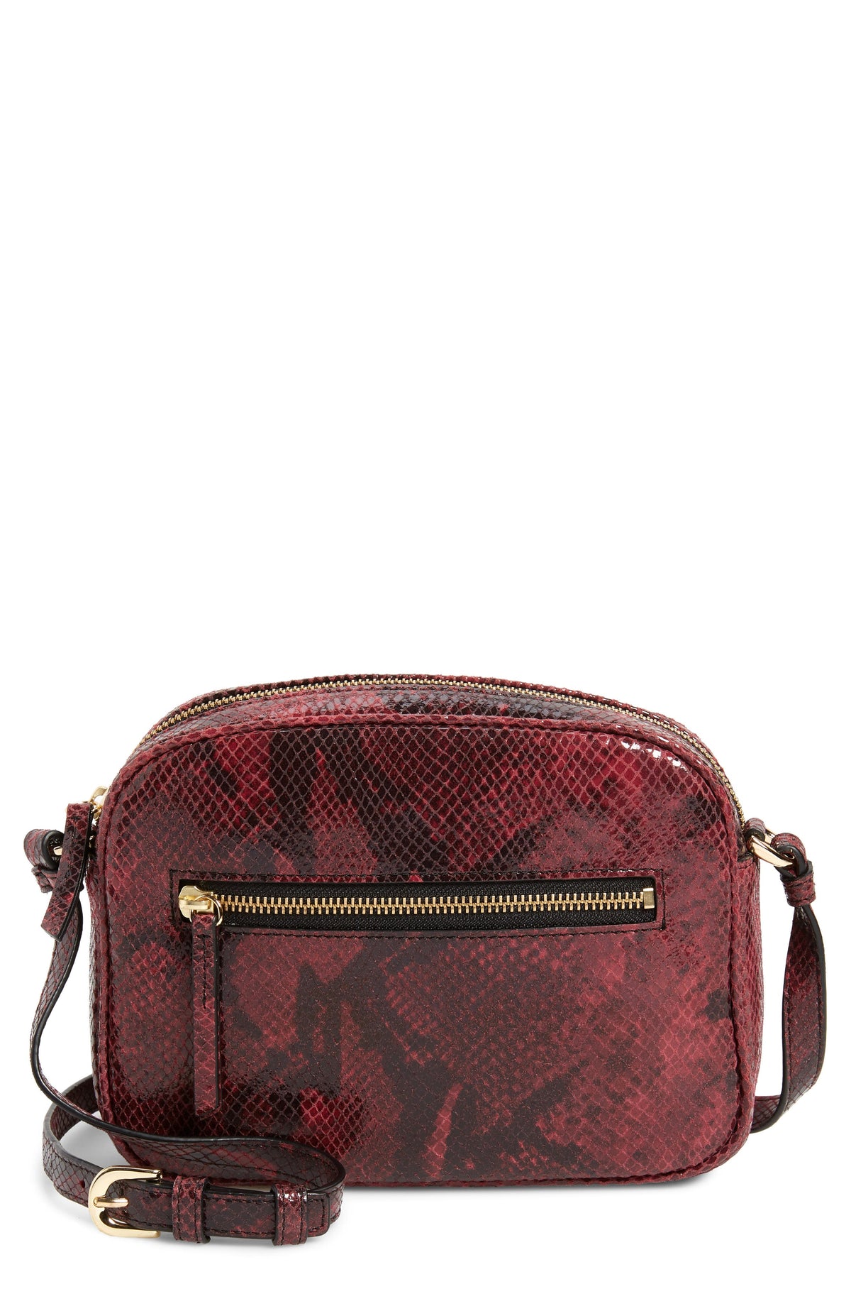 Nordstrom Small Dianne Snake Embossed Crossbody Bag Burgundy