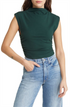 reformation-womens-forest-green-lindy-ruched-crop-top-size-small