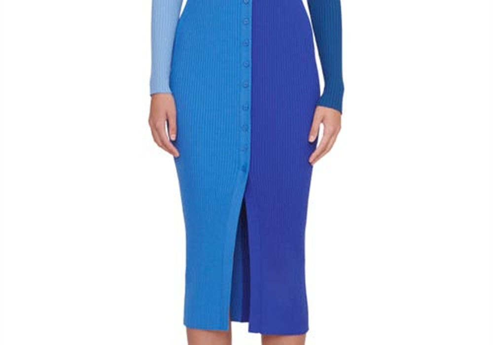 STAUD Shoko Colorblock Sweater Cobalt Multi Size M