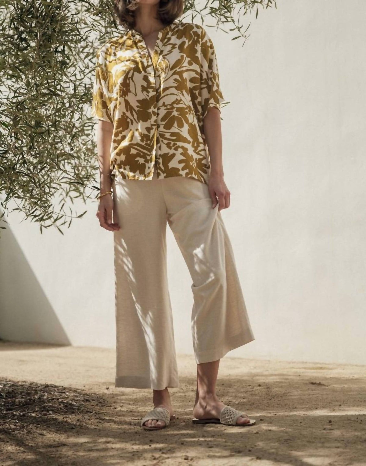 Fun 2 Fun - Olive Botanical Blouse