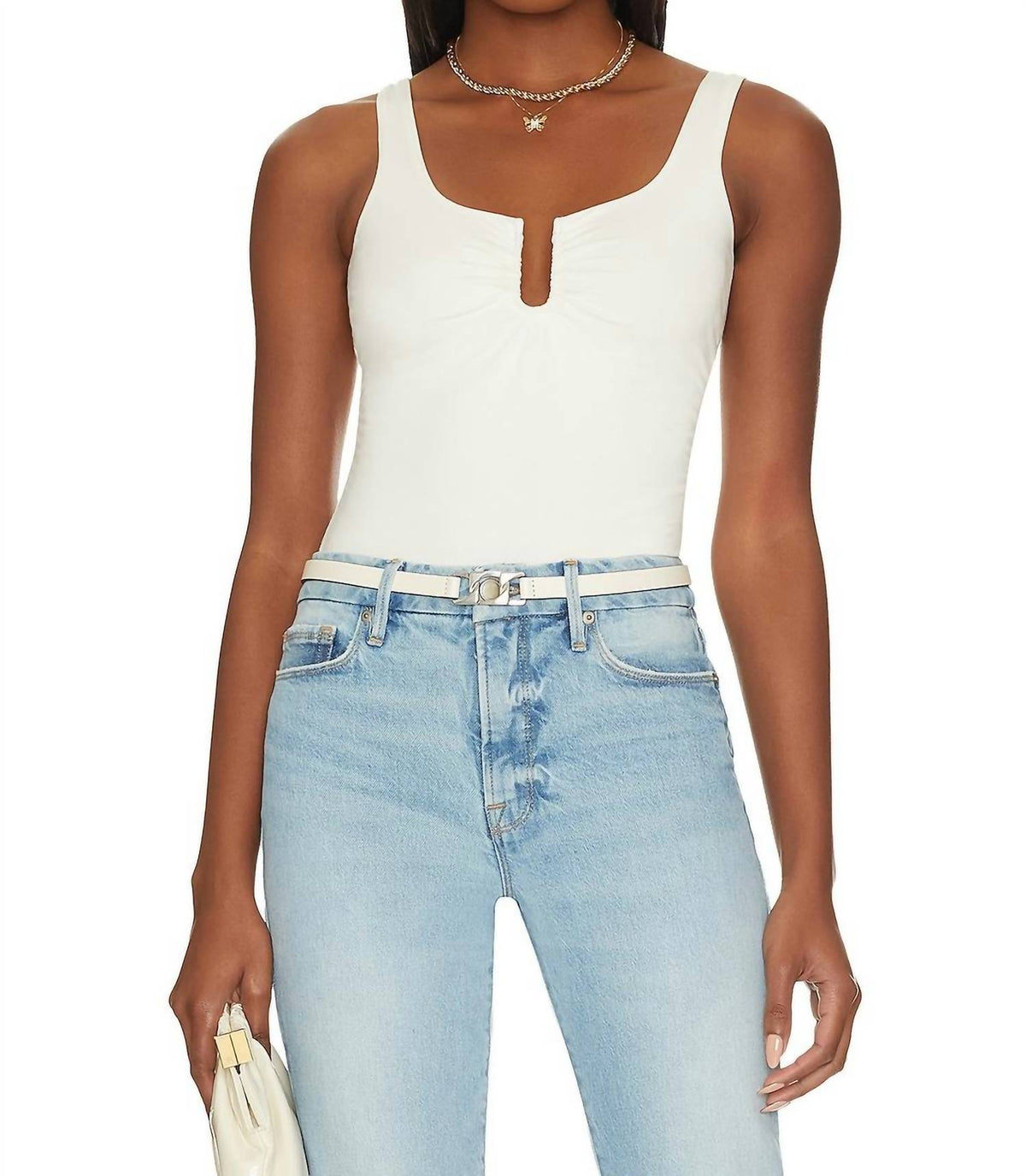 Good American - Good Touch Ruched U Ring Bodysuit