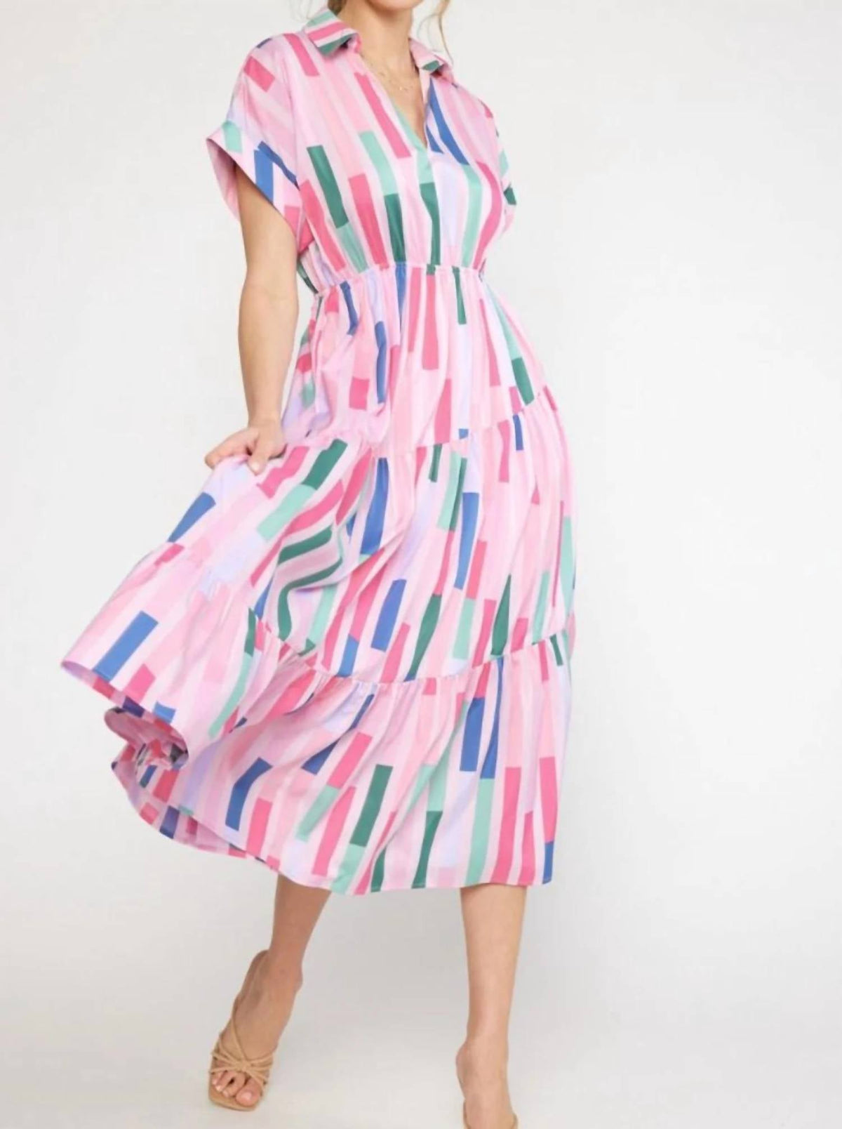 Entro - Striped Midi Dress
